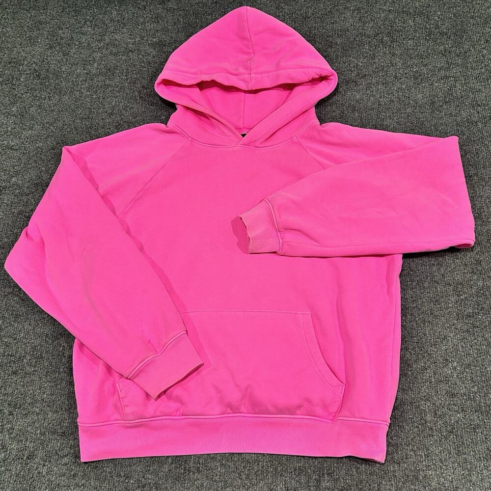 GAP Women's Fleece Hoodie Size M Neon Standout Pink Pullover Sweatshirt Active - Picture 2 of 13